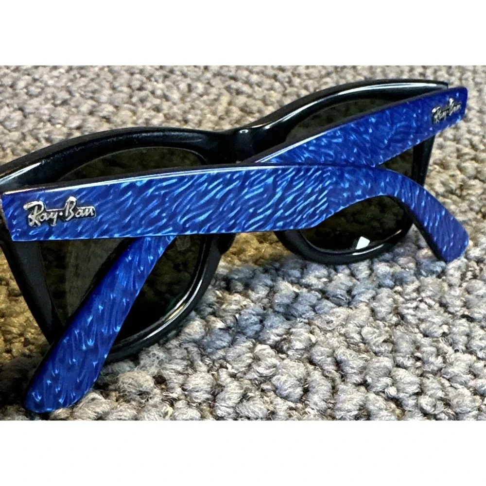 B&L RAY-BAN L1723 VOAS BLUE PEARLIZED TRIM/BLACK G15 CRYSTAL WAYFARER SUNGLASSES